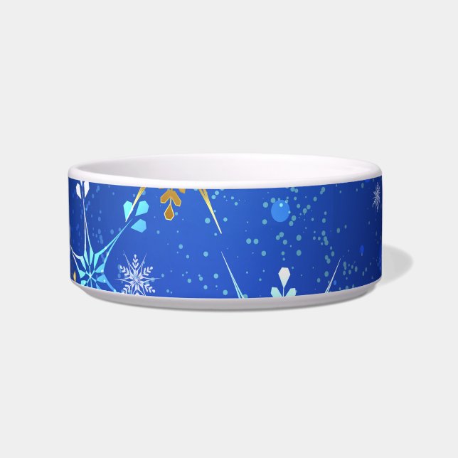 XMAS Blue Background with Golden Snowflakes Bowl (Front)