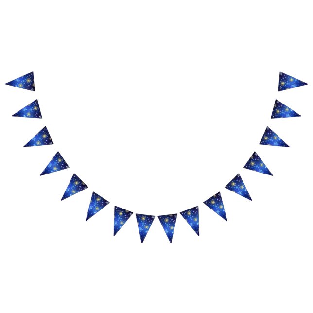 XMAS Blue Background with Golden Snowflakes Bunting (All)