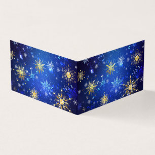 XMAS Blue Background with Golden Snowflakes Business Card