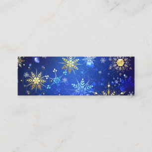 XMAS Blue Background with Golden Snowflakes Calling Card