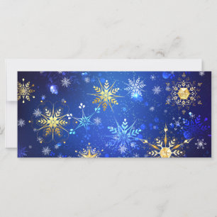XMAS Blue Background with Golden Snowflakes Card