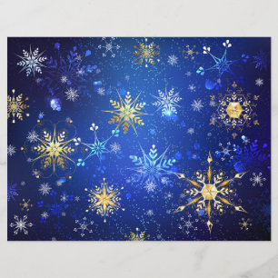 XMAS Blue Background with Golden Snowflakes Custom Letterhead