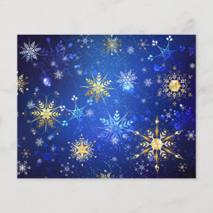 XMAS Blue Background with Golden Snowflakes Flyer