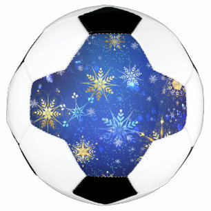 XMAS Blue Background with Golden Snowflakes Football