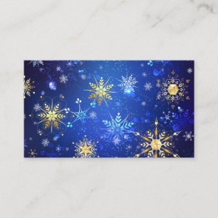 XMAS Blue Background with Golden Snowflakes Referral Card