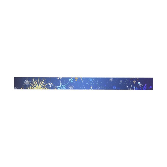 XMAS Blue Background with Golden Snowflakes Wrap Around Label (Individual)