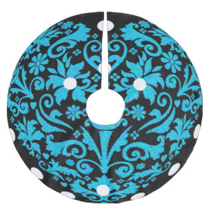 Xmas blue brushed polyester tree skirt
