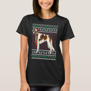 Xmas Borzoi Dog Santa Hat Ugly Christmas T-Shirt