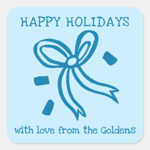 Xmas Bow Doodle CHRISTMAS Holiday Gift To From Square Sticker