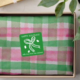 Xmas Bow Doodle CHRISTMAS Holiday Gift To From Square Sticker