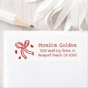 Xmas Bow Doodle CHRISTMAS Holiday Return Address
