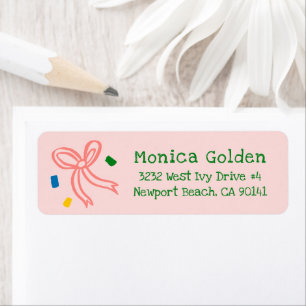 Xmas Bow Doodle CHRISTMAS Holiday Return Address