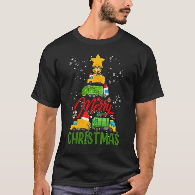 Xmas Boys Kids Garbage Truck Christmas Tree Orname T-Shirt (Front)