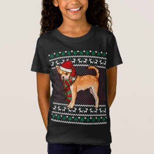 Xmas Brown Chihuahua Dog Santa Hat Ugly Christmas T-Shirt