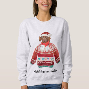 Xmas Brown Dachshund Ugly Christmas Weiner Dog Mum Sweatshirt