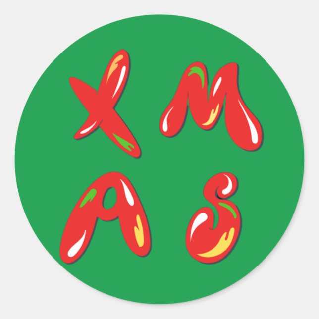 Xmas Bubble Text    Classic Round Sticker (Front)
