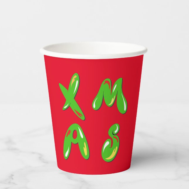 Xmas Bubble Text        Paper Cups (Front)