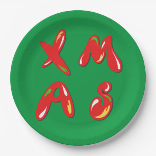 Xmas Bubble Text Paper Plate