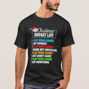 Xmas Bucket List Santa Hat Funny Video Gamer Boys T-Shirt
