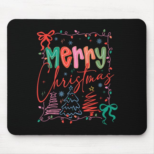Xmas Buffalo Plaid Red White Green Merry Christmas Mouse Mat (Front)