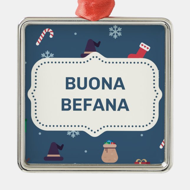 xmas buona Befana Metal Tree Decoration (Front)