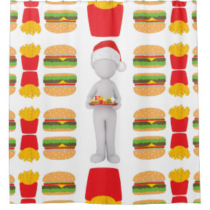 xmas burger santa claus shower curtain