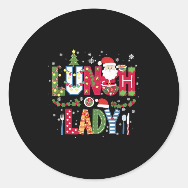 Xmas Cafeteria Worker Christmas School Lunch Lady  Classic Round Sticker (Front)
