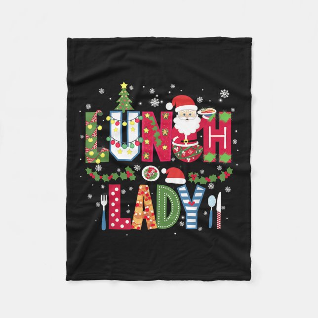 Xmas Cafeteria Worker Christmas School Lunch Lady  Fleece Blanket (Front)