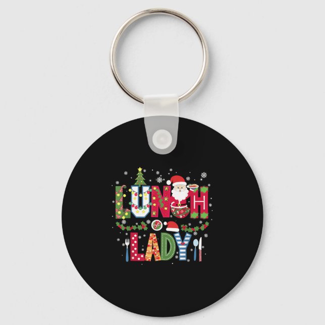 Xmas Cafeteria Worker Christmas School Lunch Lady  Key Ring (Front)
