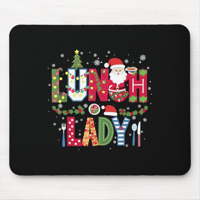 Xmas Cafeteria Worker Christmas School Lunch Lady  Mouse Mat (Front)