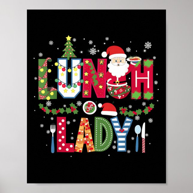Xmas Cafeteria Worker Christmas School Lunch Lady  Poster (Front)