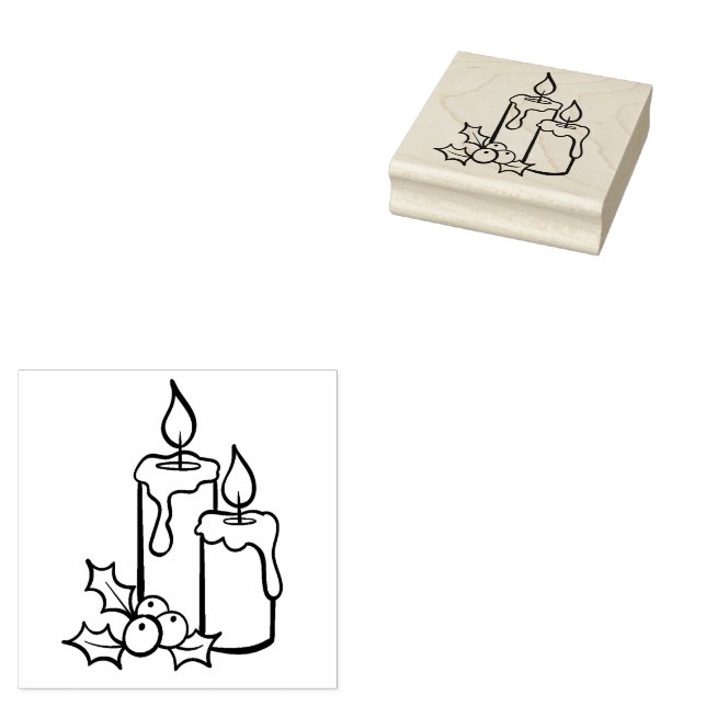 Xmas Candles Rubber Stamp (Stamped)