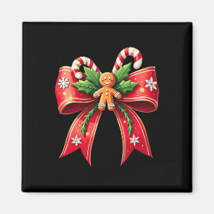 Xmas Candy Cane Bow Christmas Magnet