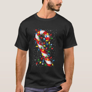Xmas Candy Cane Merry and Bright Christmas Lights T-Shirt