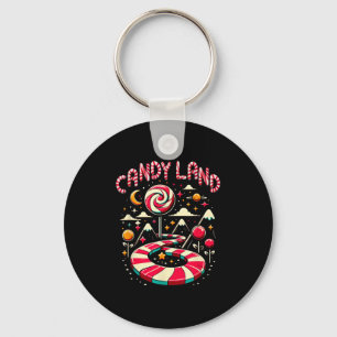 Xmas Candy Land Rainbow Trail Candy Cane Merry Chr Key Ring