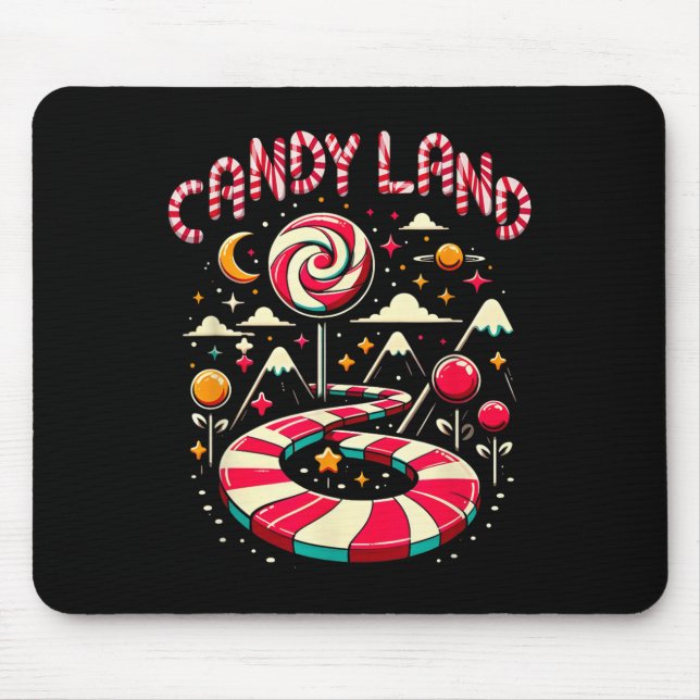 Xmas Candy Land Rainbow Trail Candy Cane Merry Chr Mouse Mat (Front)