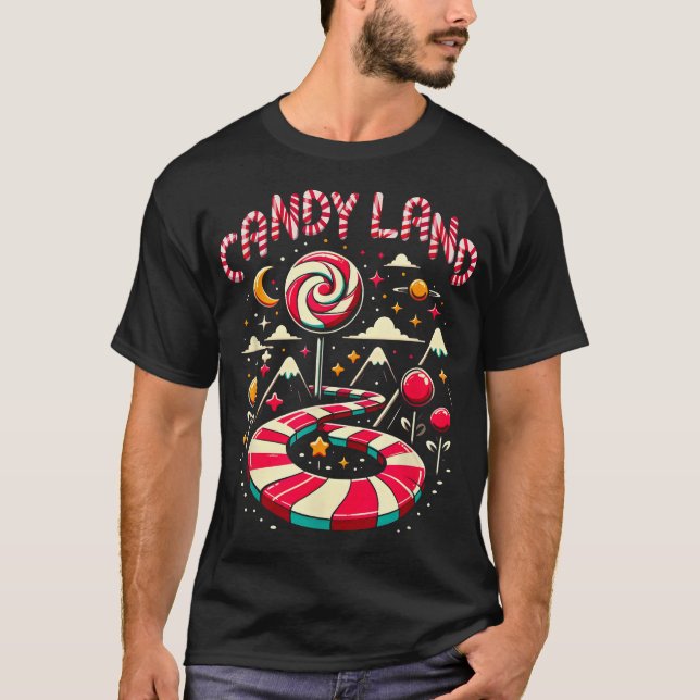  Xmas Candy Land Rainbow Trail Candy Cane Merry  T-Shirt (Front)