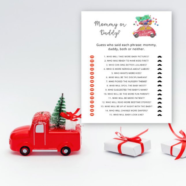 Xmas car mummy or daddy baby shower game (Creator Uploaded)