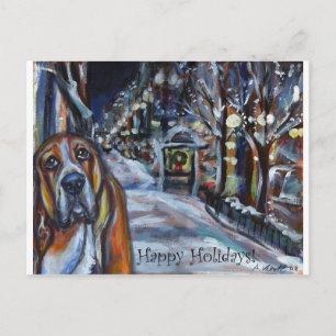 xmas card basset hound happy holidays