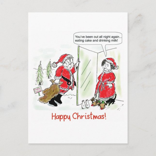 Xmas card...Santa on Xmas morning Postcard (Front)