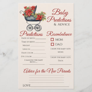 Xmas Carriage Baby Shower Predictions Advice Card