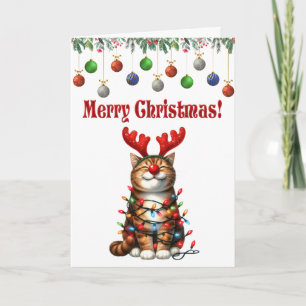 Xmas Cat Funny Cat Christmas  Card
