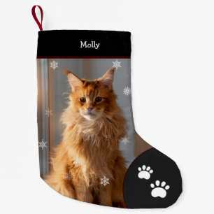 Xmas Cat Photo Holiday Black Personalised Large Small Christmas Stocking