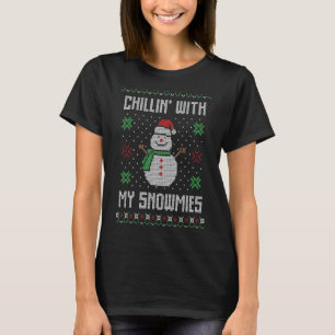Xmas Chillin With My Snowmies Snowman Snowflake T-Shirt