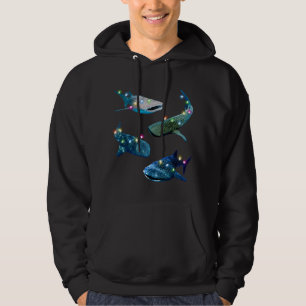 Xmas Christmas Fox Fir Tree Lights Santa Hat Hoodie