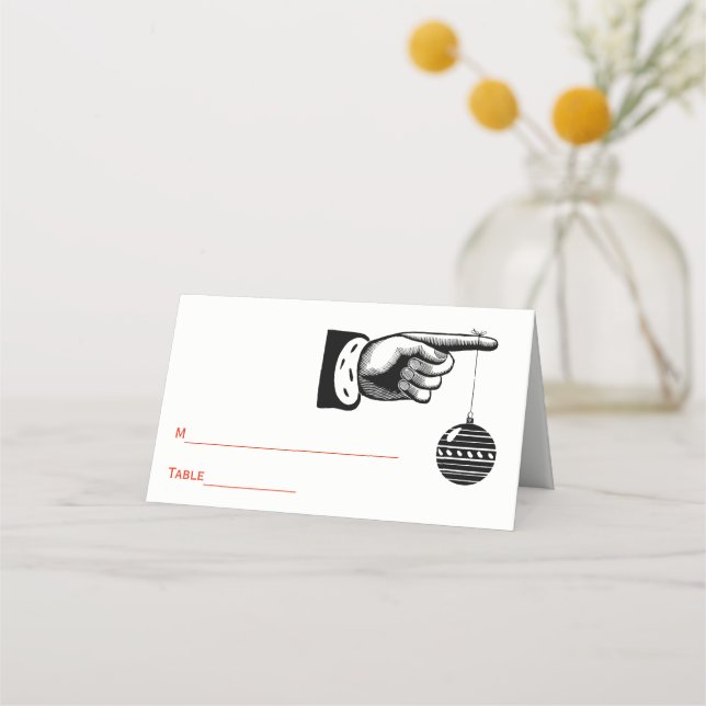 Xmas Christmas Ornament #3 Escort Card Place Card (Back)