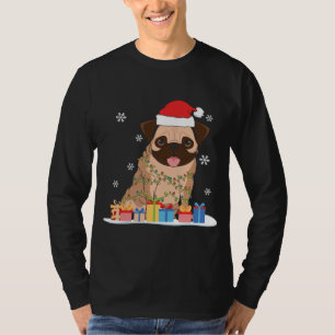 Xmas Christmas Pug Dog Puppy Santa Hat T-Shirt