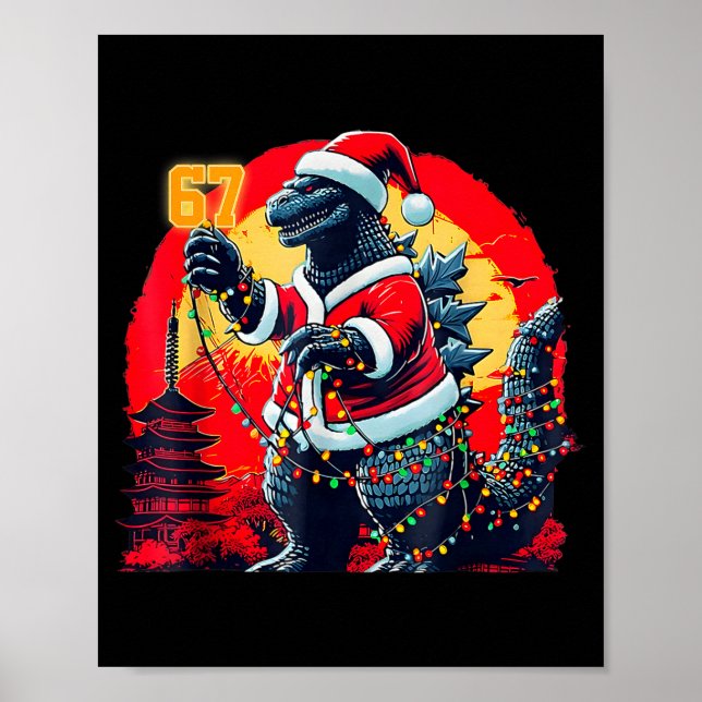 Xmas Christmas Santazilla 67 Funny Holiday Monster Poster (Front)