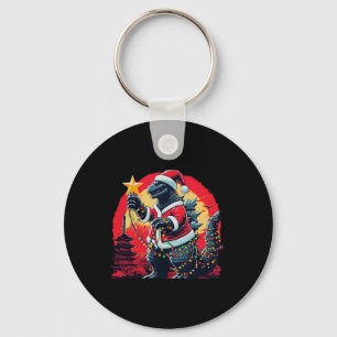Xmas Christmas Santazilla Funny Holiday Monster Di Key Ring