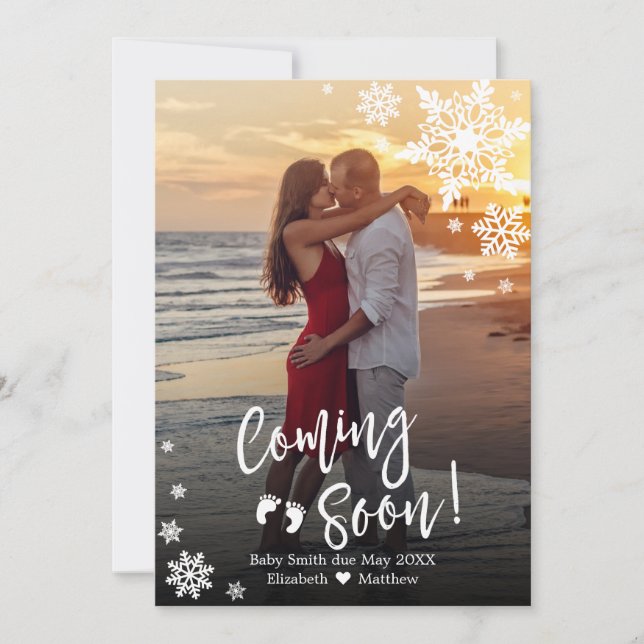 Xmas Coming Soon Photo Pregnancy Announcement (Front)